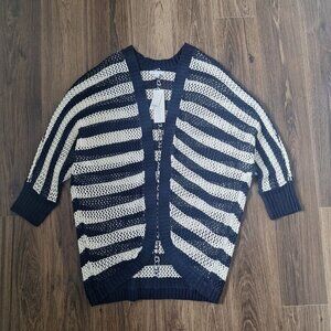 NWT NY & Company Knit Oversized Soft Preppy Nautical Cardigan Size L